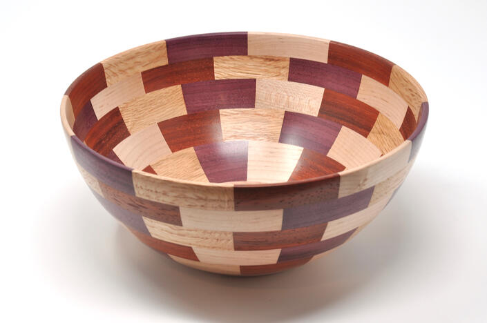 Maple, oak, redheart and purpleheart